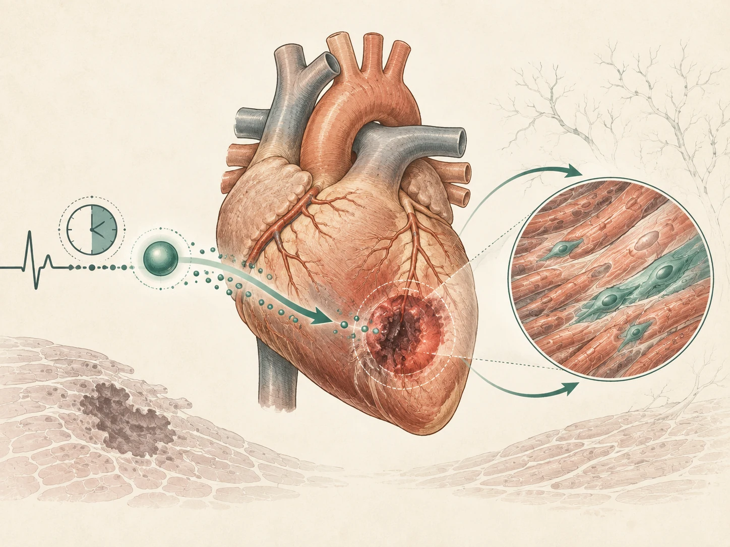 Editorial illustration for the CM-YAPon cardiac injury study